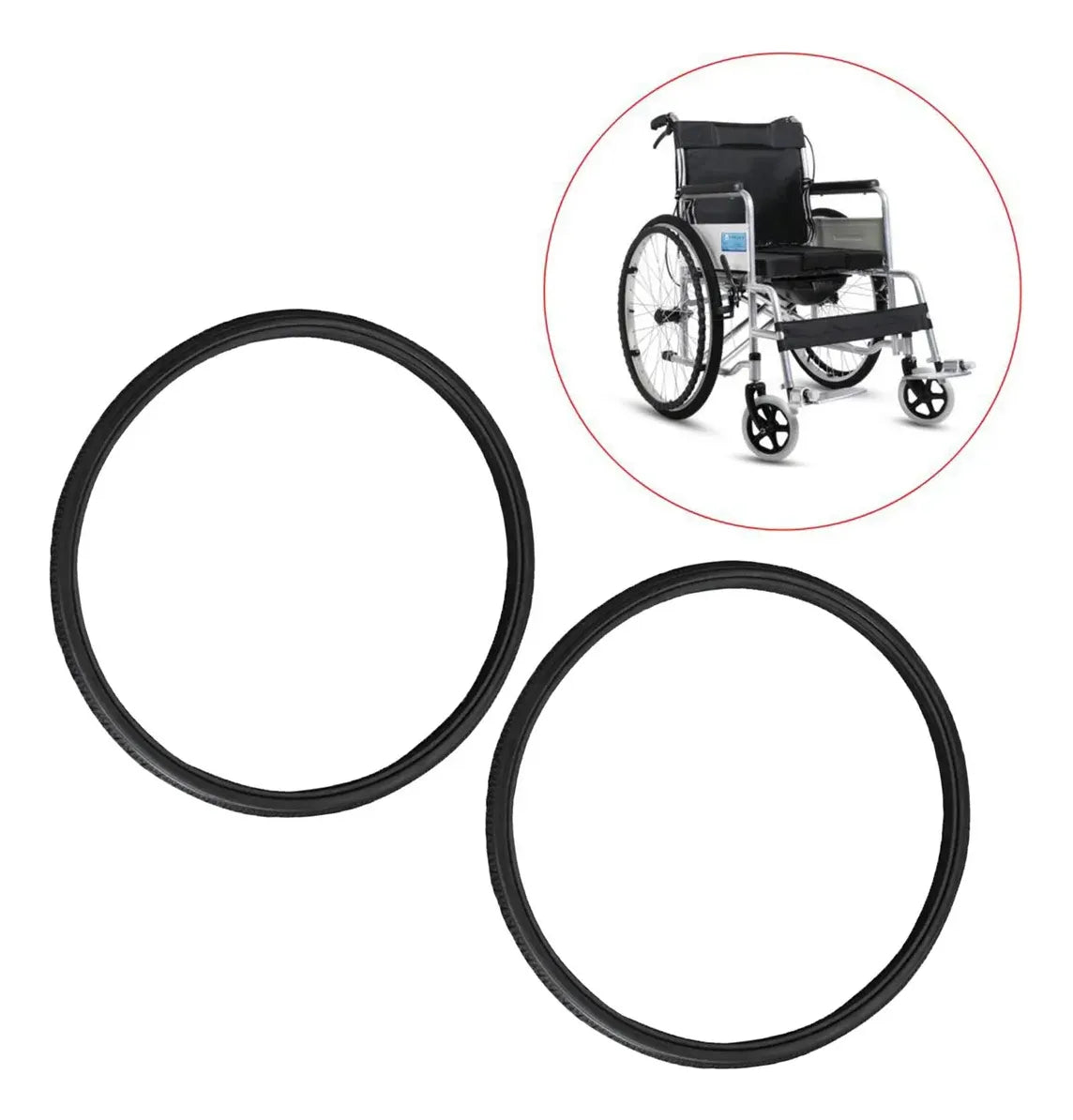 Llantas Silla Ruedas 22 X 1 3/8 Con Neumático - 2 Unidades Negro